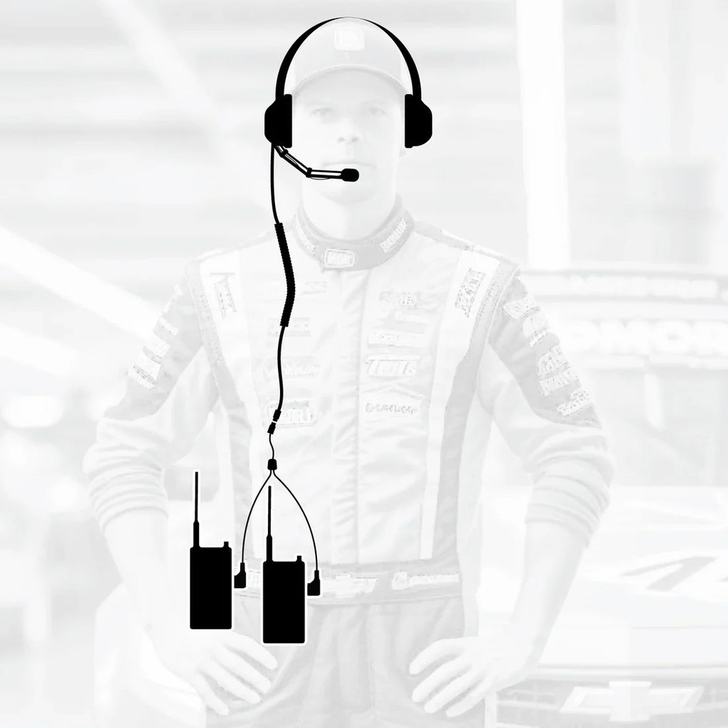 Crew Chief - H42 Spotter Headset and Rugged Handheld Radio Package - Single Radio / RDH Digital UHF Radio / Safety Yellow