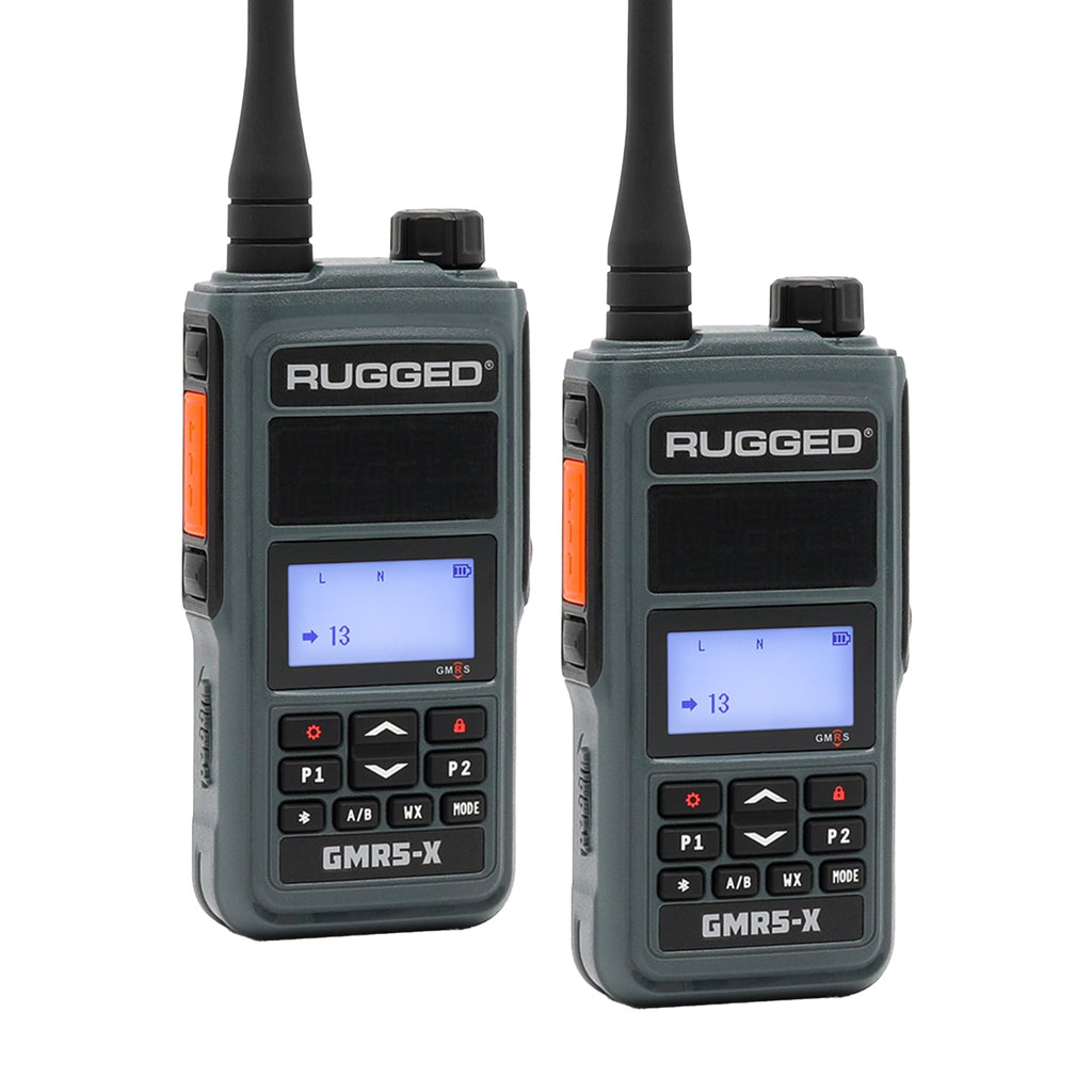 GMR5-X - 5W GMRS Handheld Radio - Waterproof with XL Battery - 2 Pack - Safety Orange