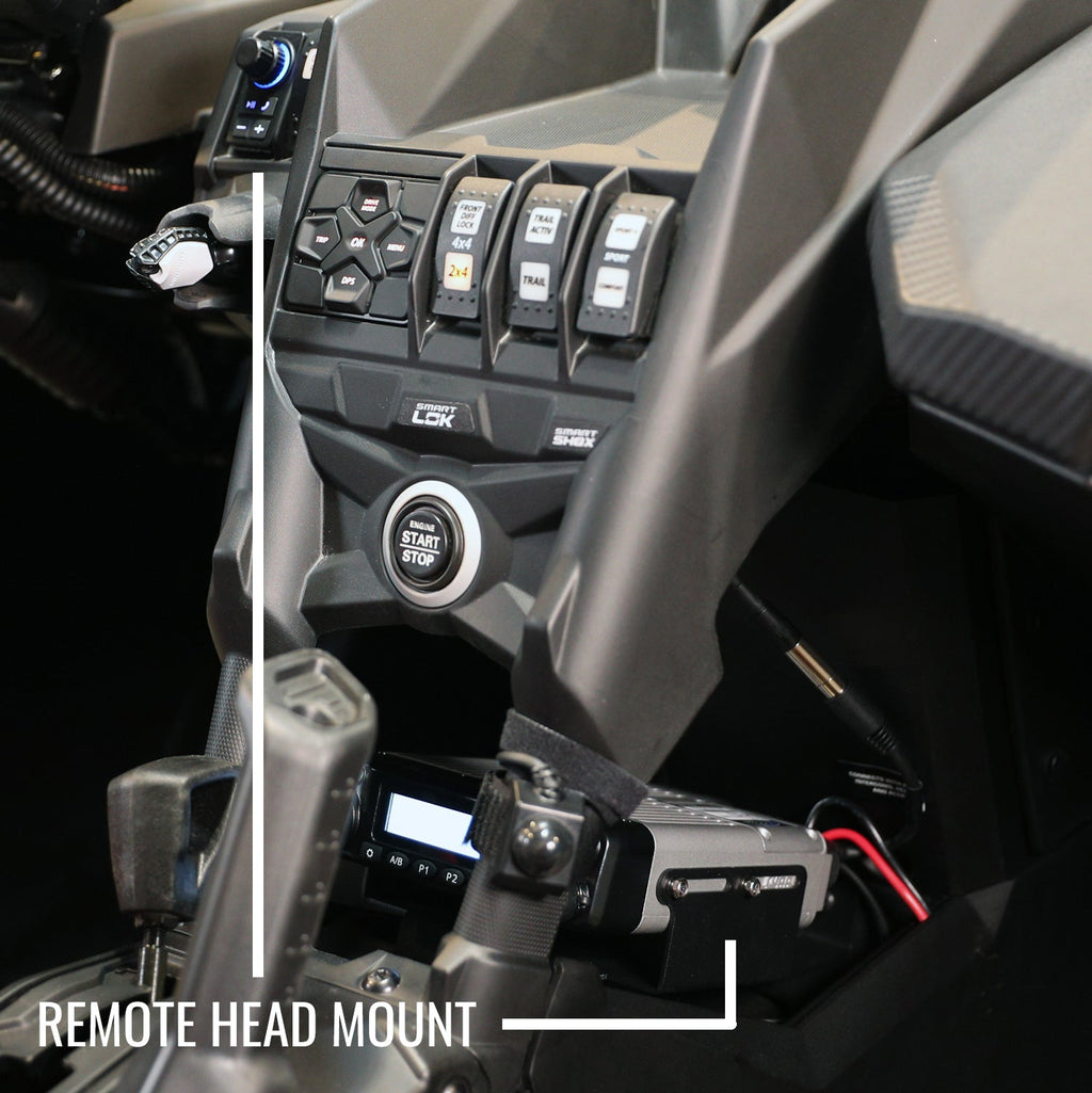 Can-Am Maverick X3 Complete Communication Kit with Bluetooth Intercom and 2-Way Radio - 696 PLUS Remote Head / M1 VHF Business Band / Remote Head Mount Kit