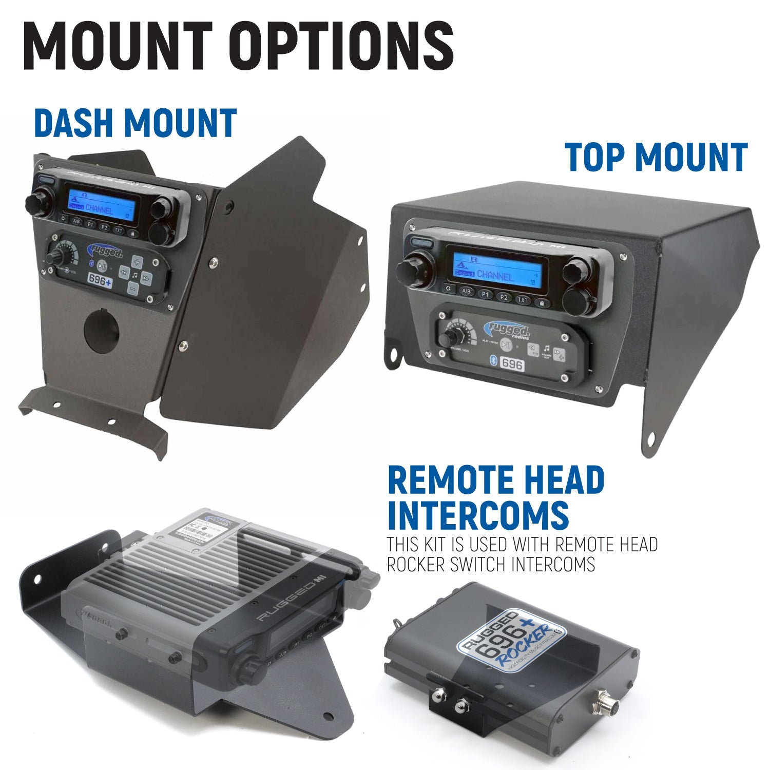 Can-Am Maverick X3 Complete Communication Kit with Bluetooth Intercom and 2-Way Radio - 696 PLUS / M1 VHF Business Band / Top Mount