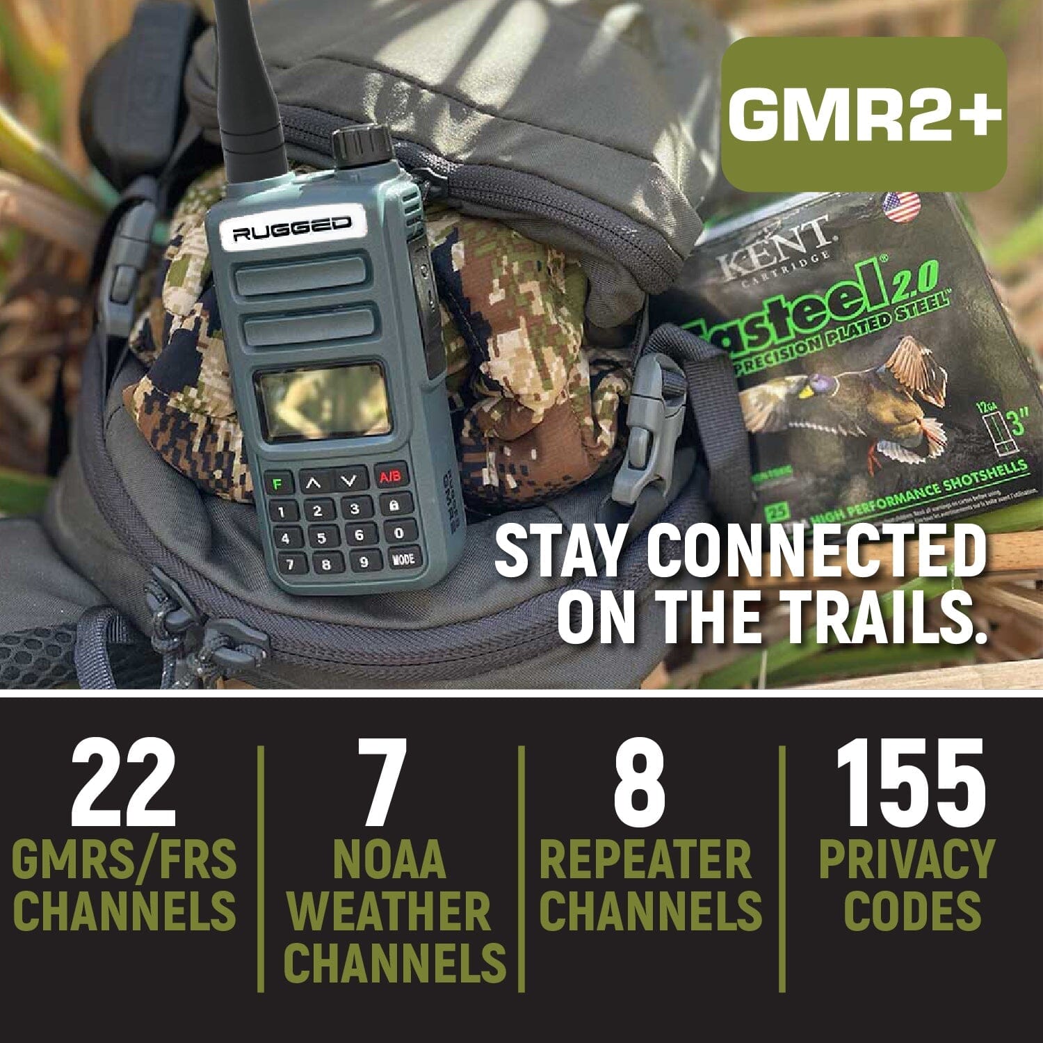 GMR2 Plus - 2W GMRS Handheld Radio - 2 Pack - Grey